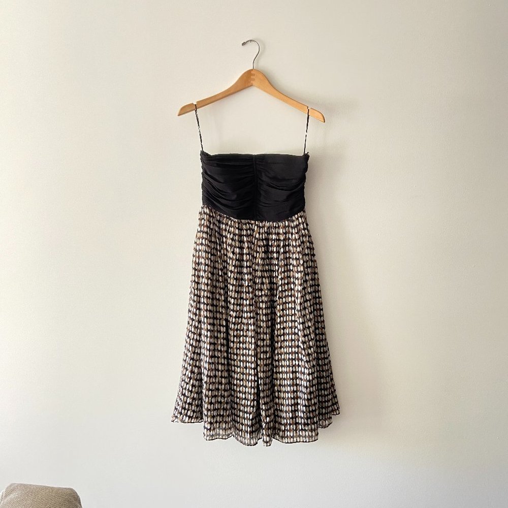Zara Basic Womens Black Multi Polka Dot Smocked B… - image 1